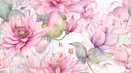  a watercolor painting of pink flowers on a white background.  generative ai