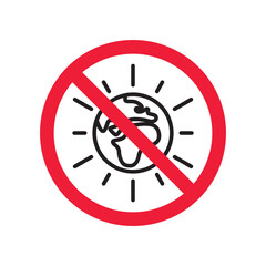 No planet icon. Forbidden earth icon. Prohibited globe vector icon. Warning, caution, attention, restriction, danger flat sign design symbol pictogram