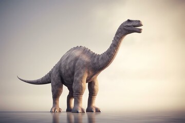 Rendering of a 3D alamosaurus on a plain background. Generative AI