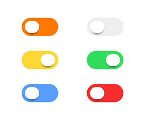On and Off toggle switch buttons. Flat style switch buttons set vector illustration.