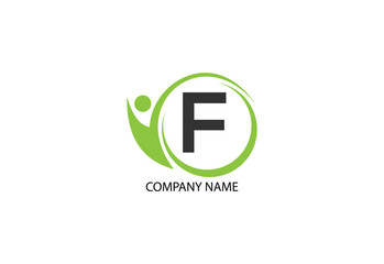 Obraz premium people with letter F logo design concept template