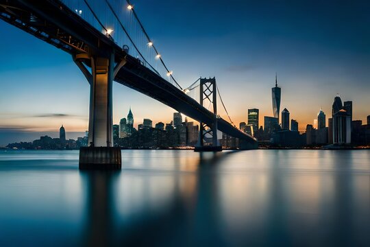 city bridge at dusk