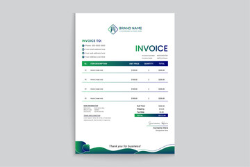 Corporate green color invoice design