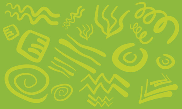 Green abstract background with unique shapes