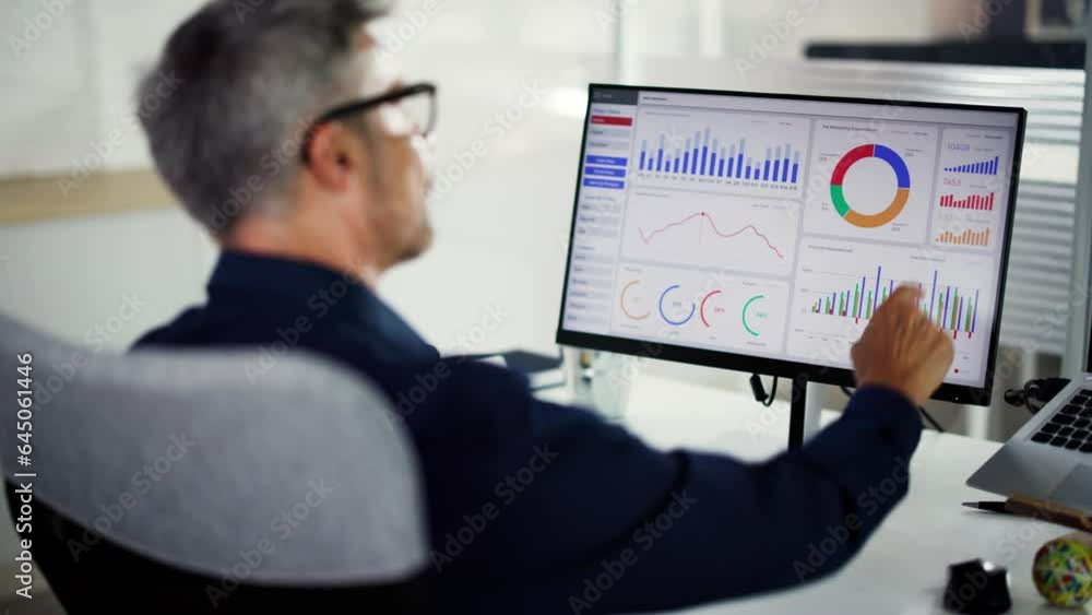 Aufkleber Business Data Analyst Using KPI Data Dashboard