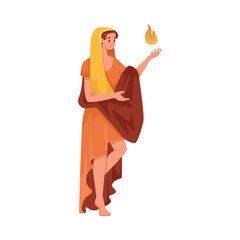 Woman Hestia Ancient Greek God and Deity as Figure from Mythology Vector Illustration