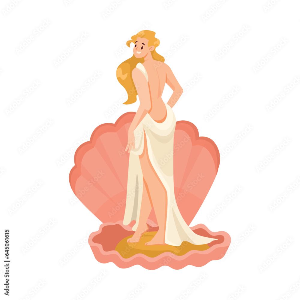 Wall mural woman aphrodite ancient greek god and deity as figure from mythology vector illustration