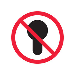 Forbidden lock icon. Do not lock vector sign. Prohibited lock vector icon. Warning, caution, attention, restriction. No lock icon. Keyhole sign symbol pictogram