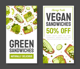 Green Sandwich Food with Vegetables Banner Design Vector Template