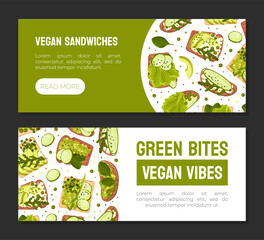 Green Sandwich Food with Vegetables Banner Design Vector Template