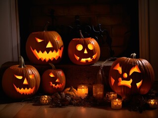 Carved Creations Jack-o'-Lanterns in Halloween Night