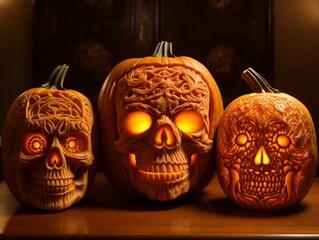 Pumpkin Carving Artistry Creepy Faces in Candlelight