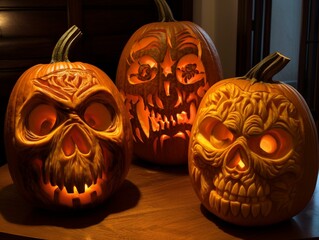 Haunted Harvest Creepy Carved Pumpkins Alight