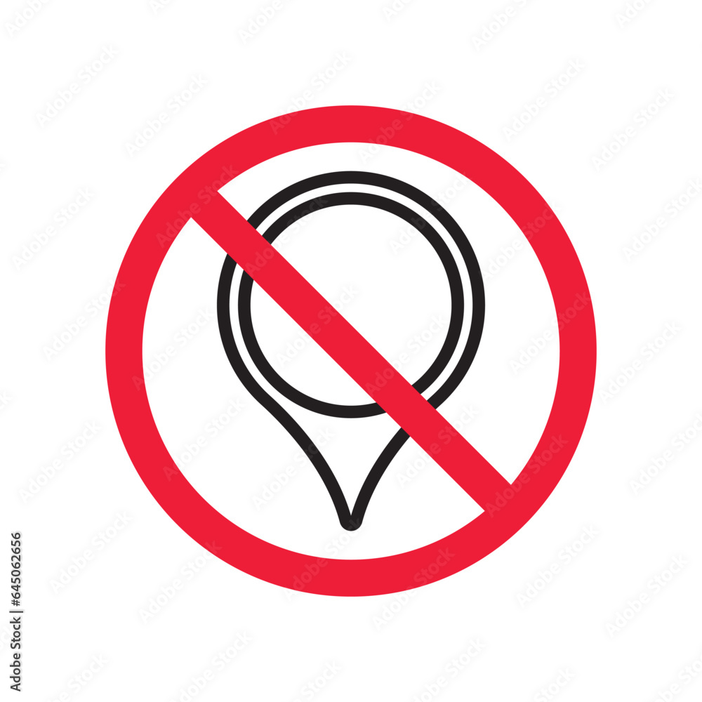 Aufkleber no location icon. forbidden geolocation icon. no navigation vector symbol. prohibited vector icon. w