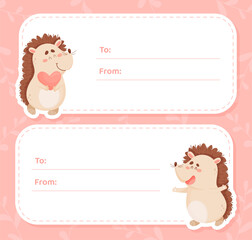 Invitation Card with Cute Hedgehog Character and Forest Spiny Creature Vector Template