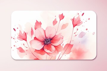 Abstract floral gift card with pink and white watercolor design. Generative AI