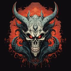 Fototapeta premium Horned Demon Head, generative ai