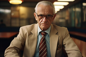 portrait of a respectable elderly businessman, generative ai