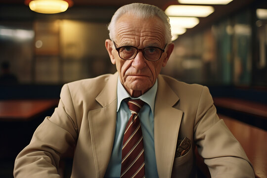 portrait of a respectable elderly businessman, generative ai