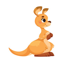 Cute Kangaroo as Australian Animal Character in Standing Pose Vector Illustration