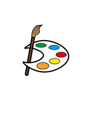 palette with brushes and paints