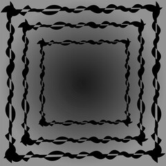 Vector geometric monochrome pattern in the form of a black square frame on a gray background