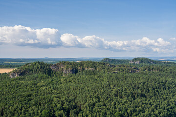 Amazing view of rocks in Saxon Switzerland National Park, Germany. Nature of Europe.