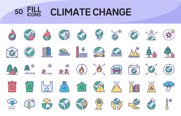 Climate Change icons, Outline Icons set. Vector illustration in modern Outline color style of Climate Change icons, Outline Climate Change icons, Isolated on white background, Pixel Perfect icons