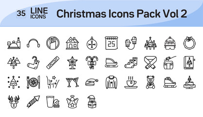 Christmas Icons Line Icons set. Vector illustration in modern Line style of Christmas icons, Line Icons, Isolated on white background, Pixel Perfect Christmas Icons, Editable icons set