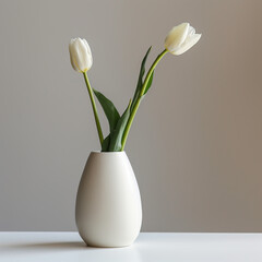 white tulips in vase
