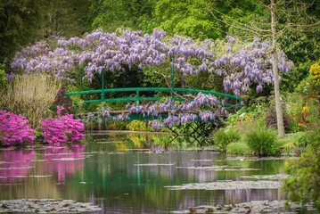 Green bridge, Monet's garden spring May, France Giverny