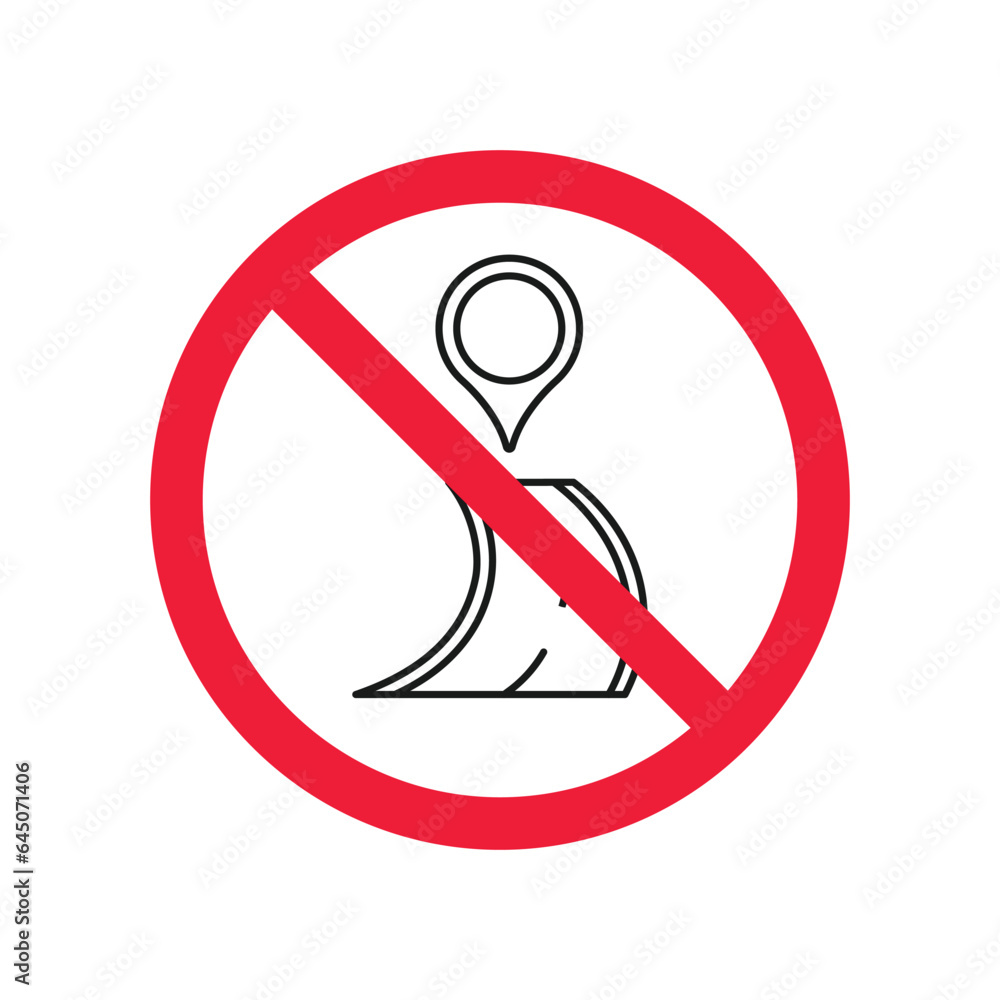 Aufkleber no location icon. forbidden geolocation icon. no navigation vector symbol. prohibited vector icon. w