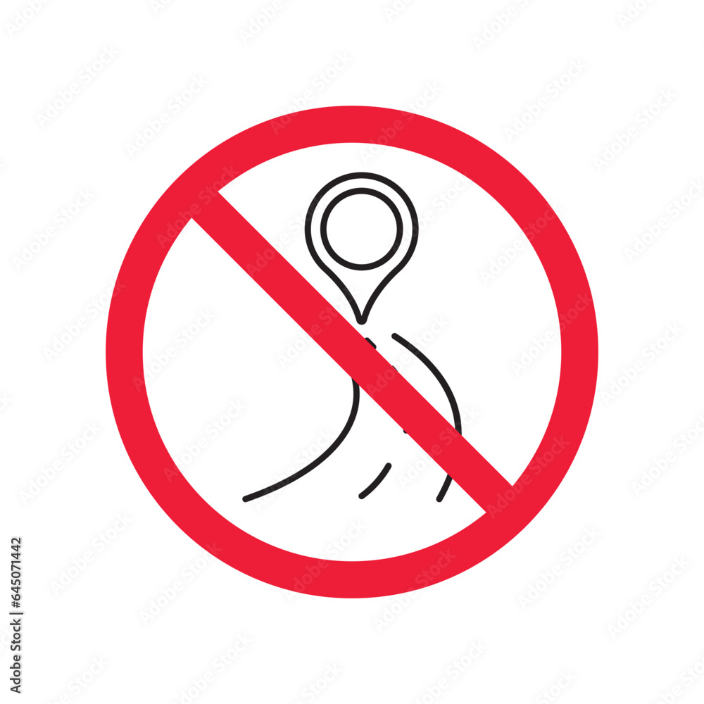 Aufkleber no location icon. forbidden geolocation icon. no navigation vector symbol. prohibited vector icon. w