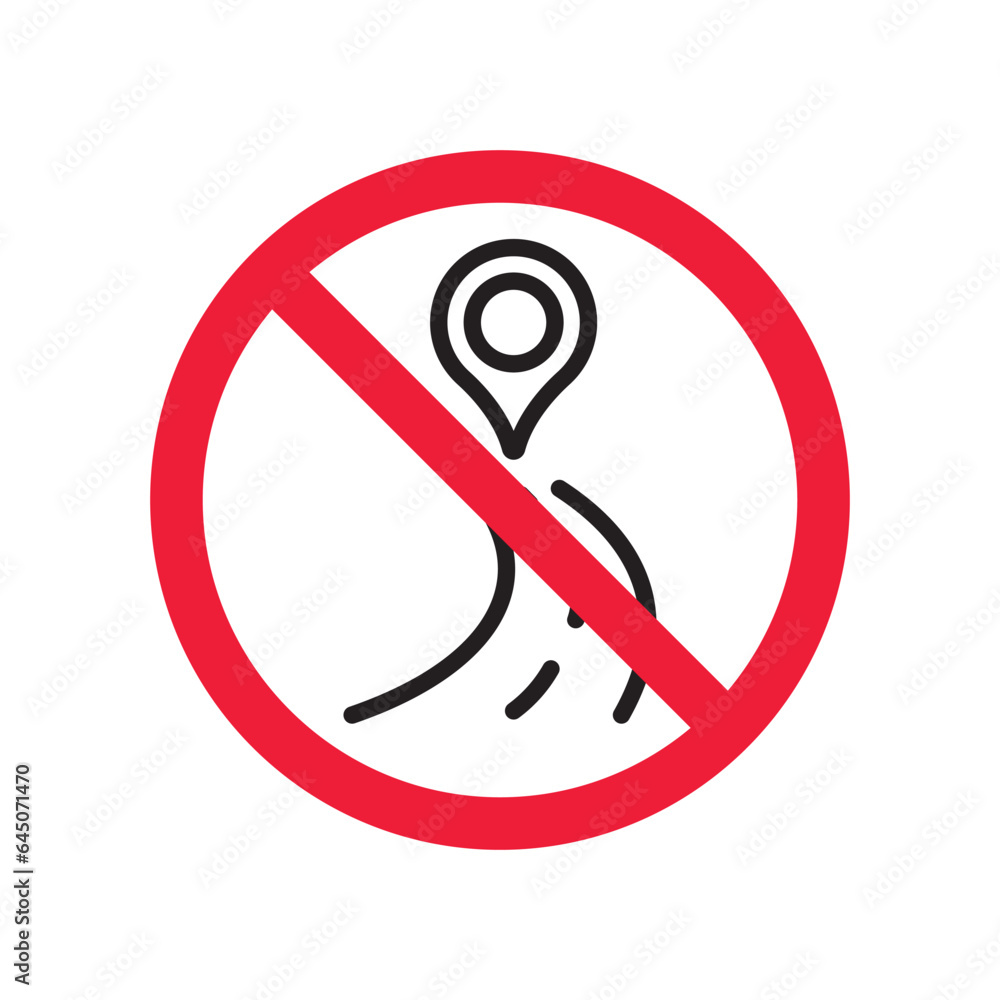 Aufkleber no location icon. forbidden geolocation icon. no navigation vector symbol. prohibited vector icon. w