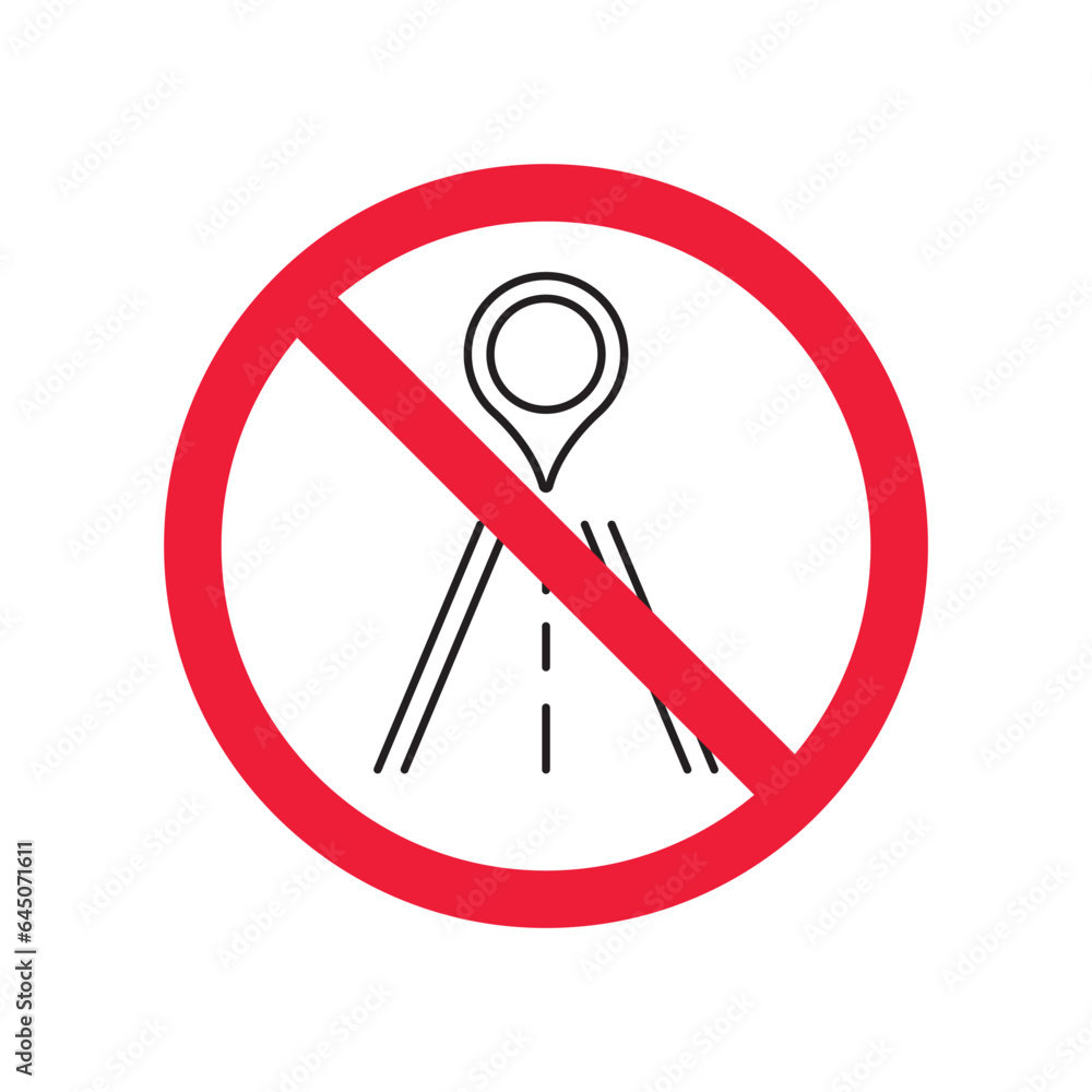Aufkleber no location icon. forbidden geolocation icon. no navigation vector symbol. prohibited vector icon. w
