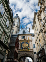 The Gros-Horloge, or Big clock, in the historic center of Rouen, Normandy