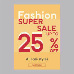 Fashion super sale 25% off discount promotion poster