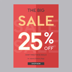 The big sale 25% off discount promotion poster
