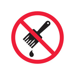 Do not paint brush sign. Prohibited painting vector icon. No paint icon. Forbidden brush icon. Warning, caution, attention, restriction, danger flat sign design. Paint brush symbol pictogram