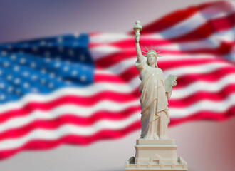 bone statue of liberty on USA flag