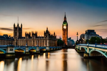 Naklejka premium big ben and houses 