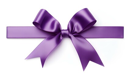 Purple Gift Ribbon with a Bow on a white Background. Festive Template for Holidays and Celebrations
