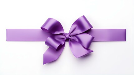 Purple Gift Ribbon with a Bow on a white Background. Festive Template for Holidays and Celebrations
