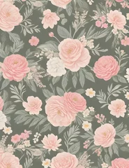 Tischdecke Seamless pattern with flowers, roses. Generative AI. © Jolie