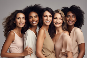 Fototapeta premium young multiethnic female persons. smiling girls.