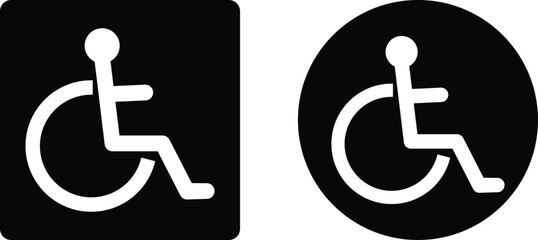 Disabled person icon in square and circle . Handicap icon vector . Handicap parking sign