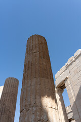 A vertical low angle shot of the pillars.