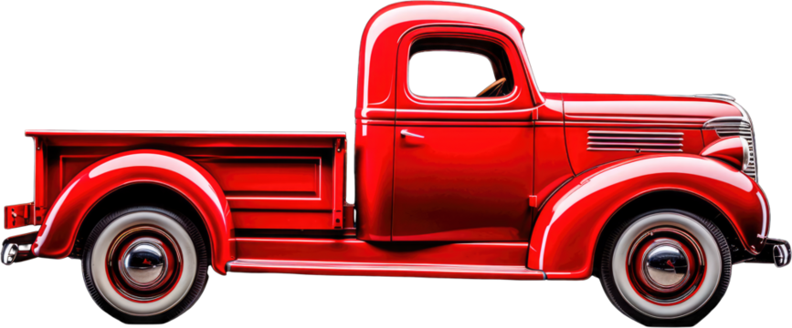 Generative Ai – red pickup truck isolated on transparent background, side view