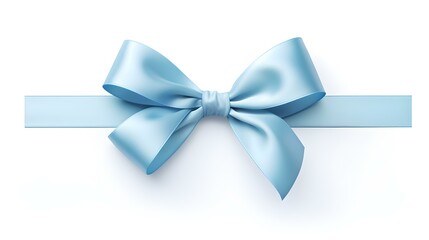 Sky Blue Gift Ribbon with a Bow on a white Background. Festive Template for Holidays and Celebrations
