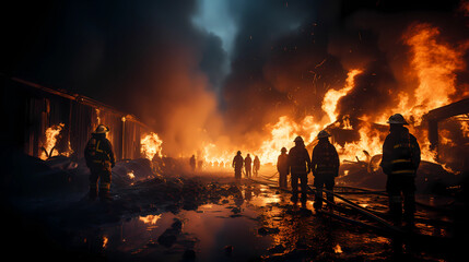 firefighters fighting fire, climate emergency,  Drones try to put out a large wood fire